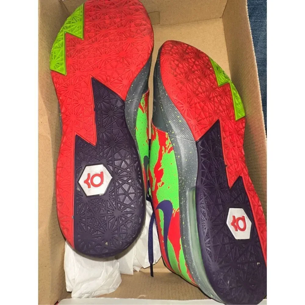 NIKE KD VI Shoes Cool Grey/ Electric Green Energy sneakers Size US 7 Y